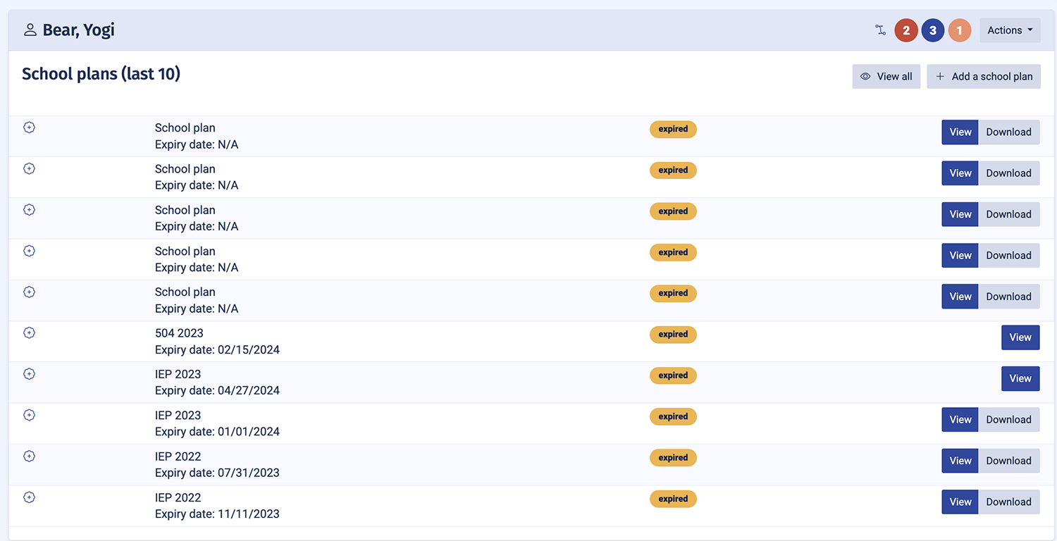 Ambiki's school plan system