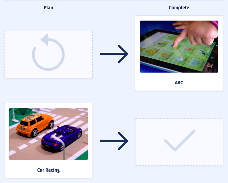 Visual schedule plan and complete