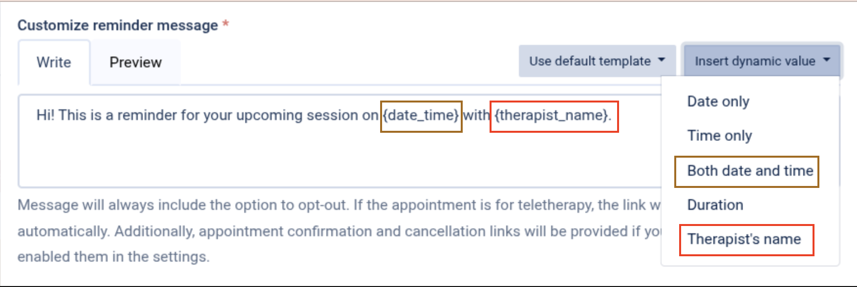 Dynamic value options
