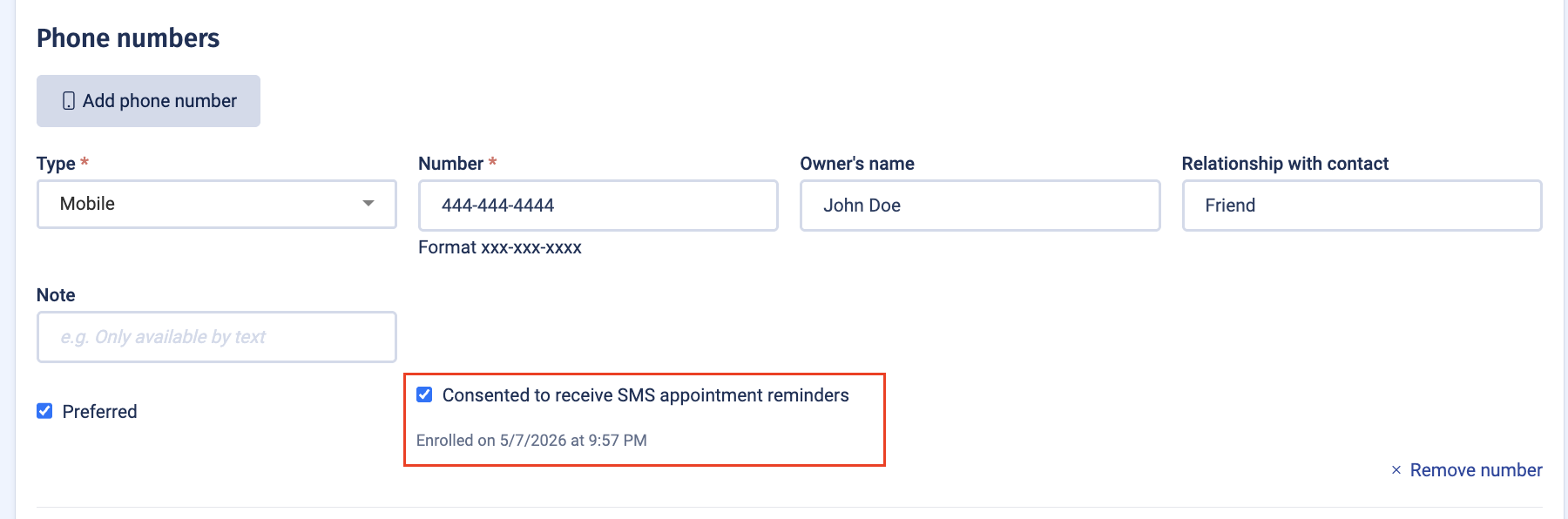 Check to enable appointment reminders