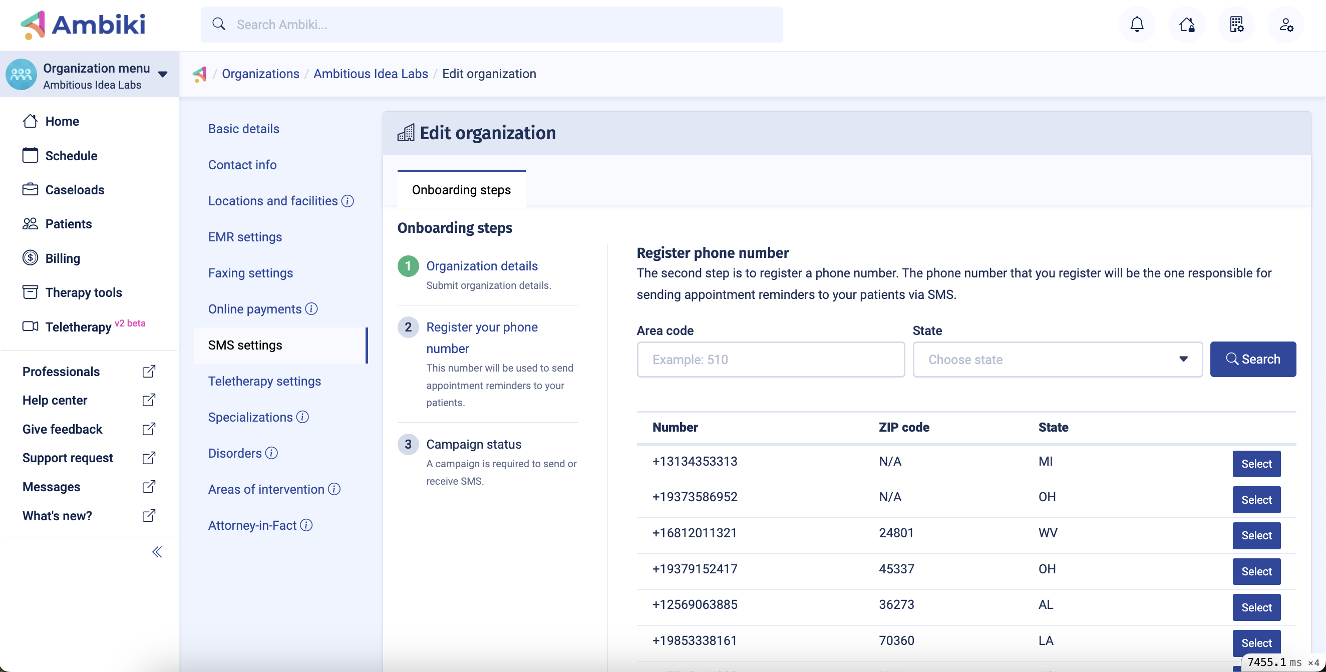 Choose a phone number
